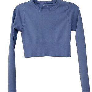 Aerie OFFLINE Cropped Long Sleeve Blue Top Size S